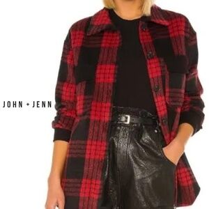 John + Jenn Black & Red Plaid Shacket - Size Large